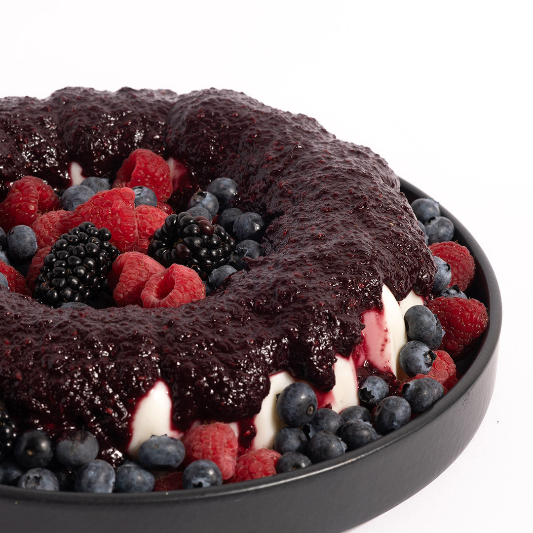 Gelatina de yogurt con frutos rojos